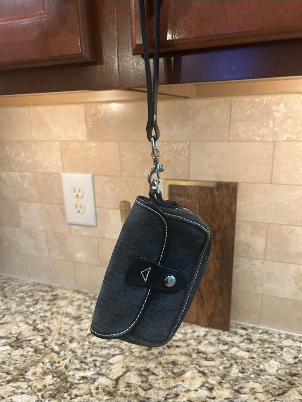 Dooney & Bourke Black And Grey Canvas Signature Flap Wallet Wrislet
